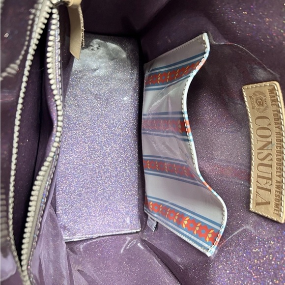 LIKE NEW Consuela Adrian Tote Bag Purse Embroidered Bird Tiger Print - Picture 5 of 7